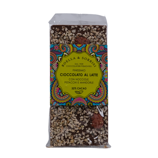 Vollmilchschokolade mit Pistazie, Haselnuss und Mandel 100g
