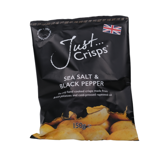 Just Crisps Schwarzer Pfeffer & Meersalz Chips aus England 150g